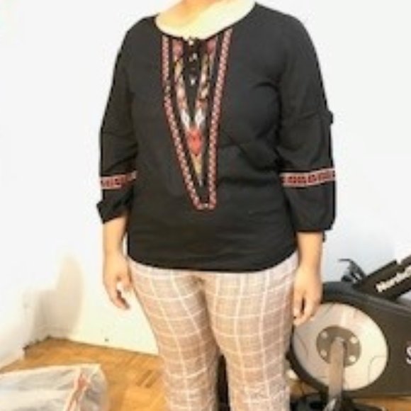 AE Boho Embroidered Blouse in Black - Picture 8 of 8